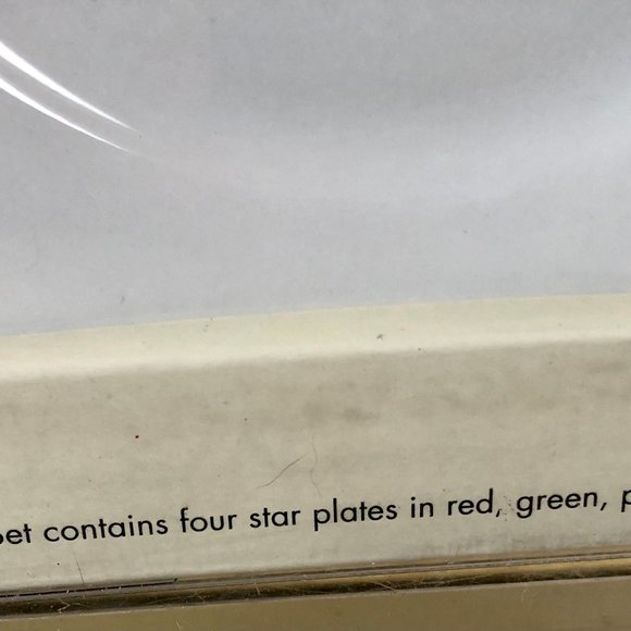 Pier 1 Celebration STAR Plates Set 4 Salad Dessert New NIB Red Green Purple Blue - Picture 4 of 4